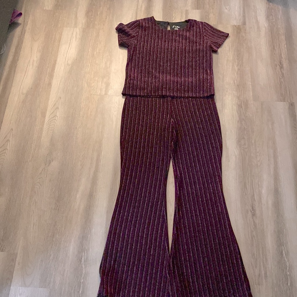 Sparkly set shirt+wide leg pants